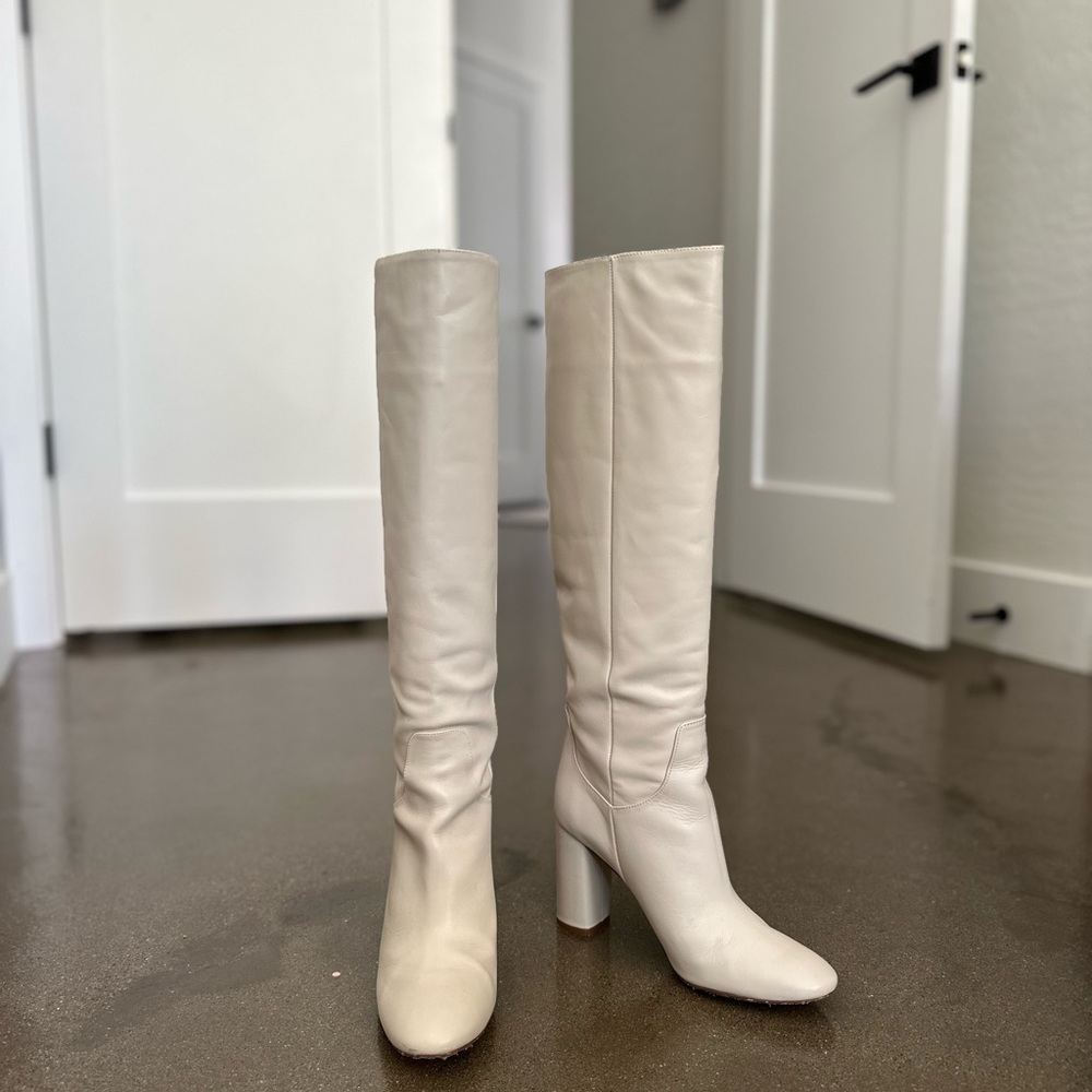 Zara Elegant Cream Knee-High Boots